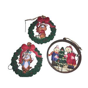 Christmas Wreath Ornaments Set of three vintage Decor